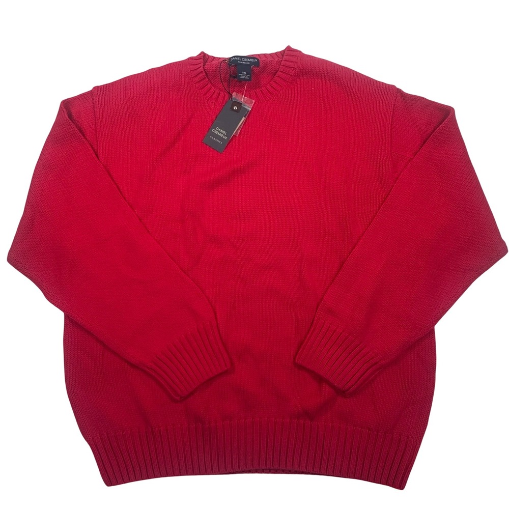 Daniel Cremieux Classics Mens XXL Red 100% Cotton Crewneck Knit Sweater NWT